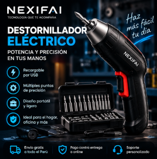 Taladro Destornillador Eléctrico Inalámbrico Flexible NEXIFAI